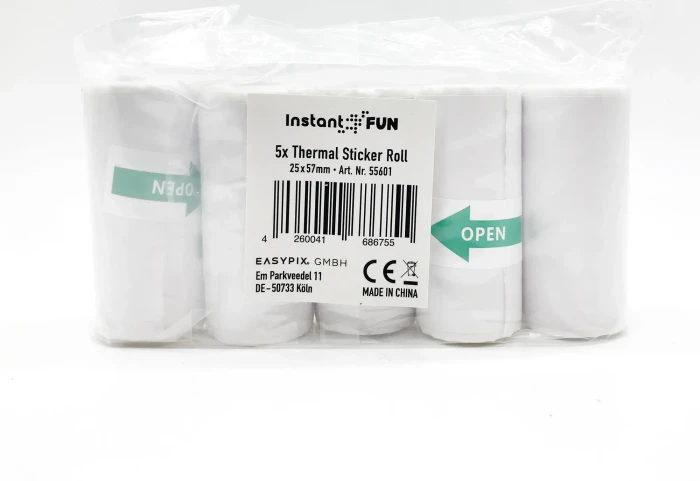 Easypix InstantFUN Sticker Rollen Thermopapier glänzend weiß, 57x25mm, 150 Blatt