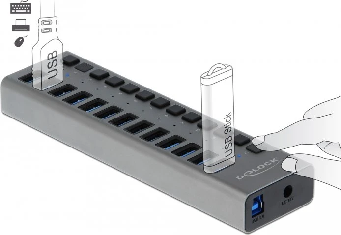 DeLOCK USB-Hub, 13x USB-A 3.0, USB-B 3.0 [Buchse]