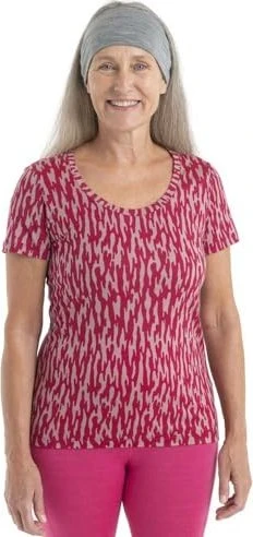 Icebreaker Merino 150 Tech Lite II mit U-Ausschnitt Glacial Flow Funktionsshirt kurzarm crystal/electron pink (Damen)