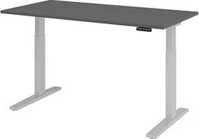 Hammerbacher Ergonomic Aktiv XMKA16 elektrisch höhenverstellbarer Sitz-Steh-Schreibtisch 160x80cm grau/silber