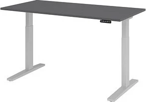 Hammerbacher Ergonomic Aktiv XMKA16 elektrisch höhenverstellbarer Sitz-Steh-Schreibtisch 160x80cm grau/silber