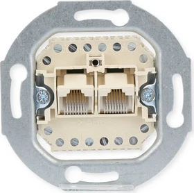 Busch-Jaeger Anschlussdosen-Einsatz UAE 8P-polig Cat 3 RJ45 8(8)-Stecker Ausführung: geneigt 2-fach weiß