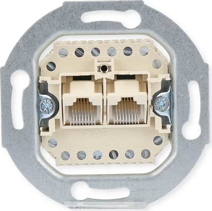 Busch-Jaeger Anschlussdosen-Einsatz UAE 8P-polig Cat 3 RJ45 8(8)-Stecker Ausführung: geneigt 2-fach weiß