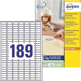 Avery-Zweckform Etiketten, 25.4x10mm, ablösbar, weiß, 30 Blatt (5670 Etiketten)