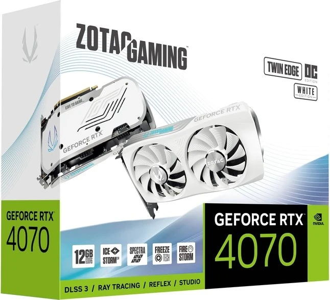 Zotac Gaming GeForce RTX 4070 Twin Edge OC White Edition, 12GB GDDR6, HDMI, 3x DP