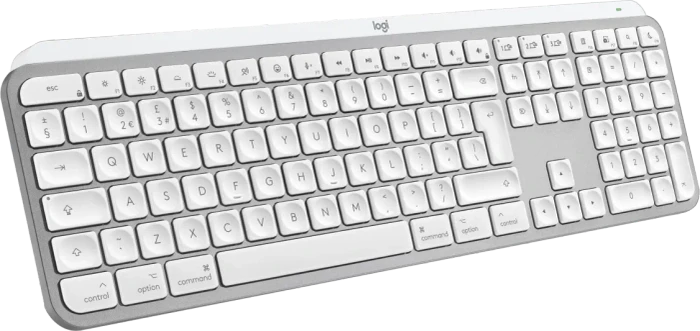 Logitech Keys S for Mac, Pale Grey, weiß/grau, LEDs weiß, Logi Bolt, USB/Bluetooth, UK