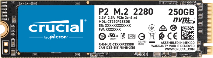 Crucial P2 SSD 250GB, M.2 2280 / M-Key / PCIe 3.0 x4, bulk
