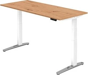 Hammerbacher Ergonomic Aktiv XBHM19 elektrisch höhenverstellbarer Sitz-Steh-Schreibtisch 180x80cm Asteiche/weiß