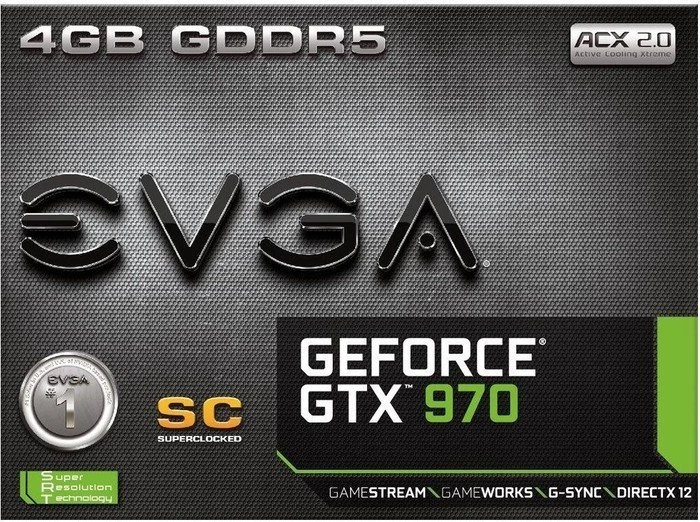 EVGA GeForce GTX 970 SuperClocked+ ACX 2.0, 4GB GDDR5, 2x DVI, HDMI, DP