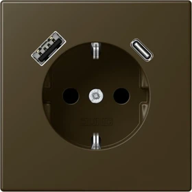 Jung Serie LS SCHUKO-Steckdose mit USB-Ladegerät Safety+, Messing antik