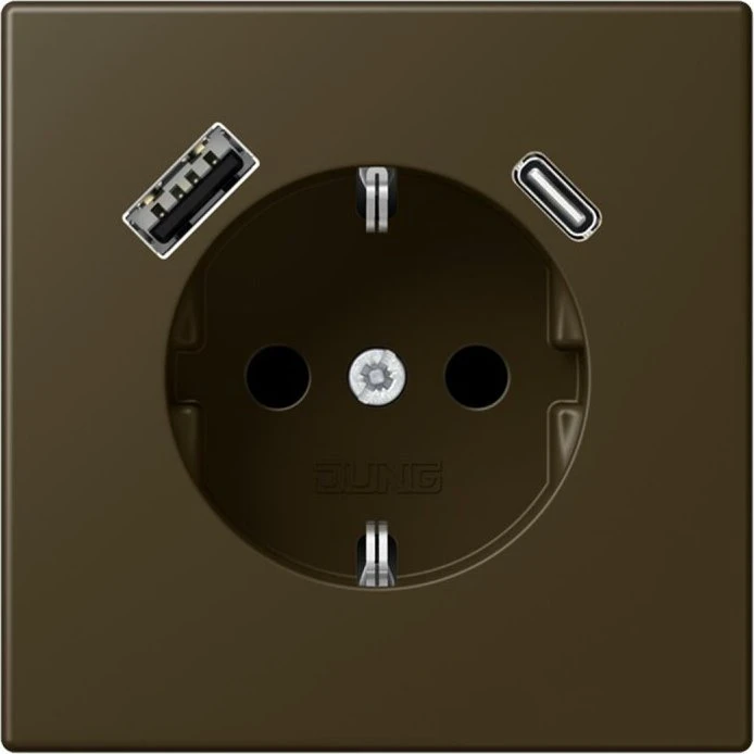 Jung Serie LS SCHUKO-Steckdose mit USB-Ladegerät Safety+, Messing antik