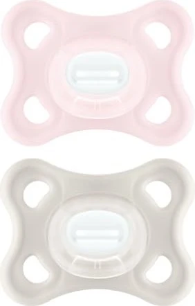 MAM Comfort Schnuller, 2-6M, Silikon, rosa/grün, 2 Stück