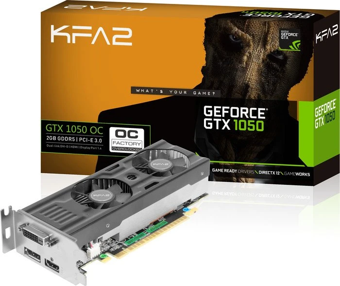 KFA2 GeForce GTX 1050 OC LP, 2GB GDDR5, DVI, HDMI, DP