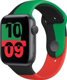Apple Watch Series 6 (GPS) 44mm Aluminium space grau mit Sportarmband Black Unity