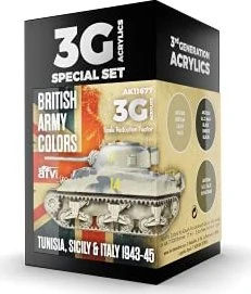 AK-Interactive 3rd Gen Acrylic Colors British Army Colors Sicily & Italy 1943-1945 Farbset, 3-tlg.