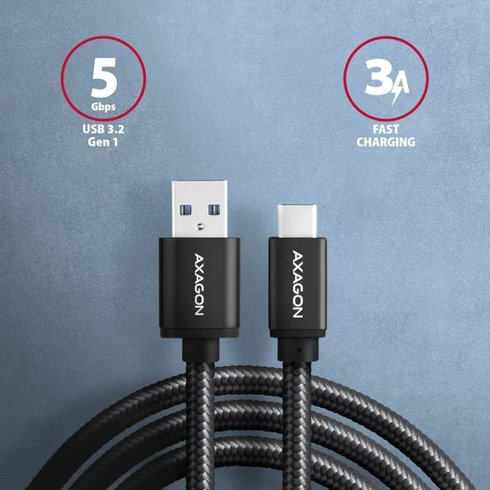 Axagon USB Adapterkabel, USB 3.0, 5Gb/s, USB-A 3.0 [Stecker] auf USB-C 3.0 [Stecker], Adapterkabel, 1m