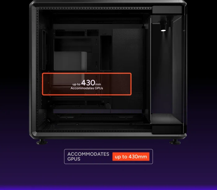 Cooler Master MasterFrame 360 Panorama, schwarz, Glasfenster