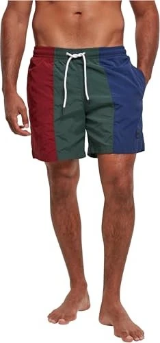 Urban Classics 3-Tone Badehose burgundy/bottle green (Herren)