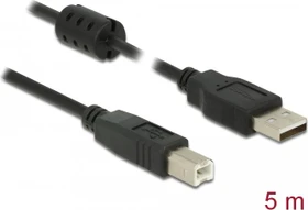 DeLOCK Adapterkabel mit Ferritkern, USB-A 2.0 [Stecker] auf USB-B 2.0 [Stecker], 5m (84899)