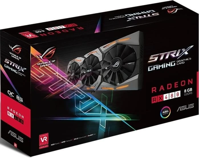 ASUS ROG Strix Radeon RX 480 OC, ROG-STRIX-RX480-O8G-GAMING, 8GB GDDR5, DVI, 2x HDMI, 2x DP