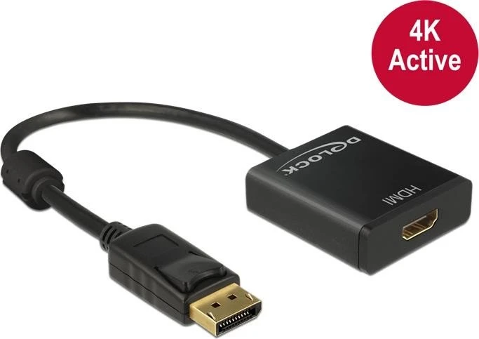 DeLOCK aktives DisplayPort 1.2/HDMI Adapterkabel schwarz, 0.2m