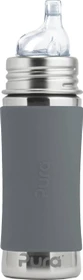 Pura Kiki Trinklernflasche Edelstahl mit Sleeve Silikon, 325ml, grau
