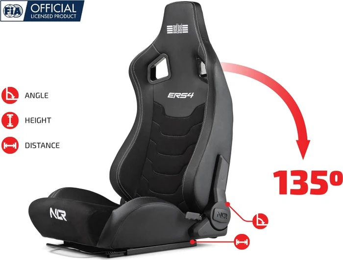 Next Level Racing ERS4 Elite Liegesitz, PU Leather & Suede Edition, schwarz