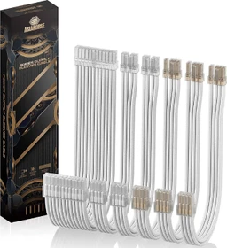 AsiaHorse Cable Extension Kit, 1x 24-Pin, 2x 4/8-Pin ATX, 3x 8-Pin PCIe, 16AWG, weiß/transparent, 30cm