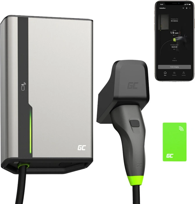 Green Cell HabuDen Wallbox 22kW 32A 7.5m NFC, 7.5m Ladekabel