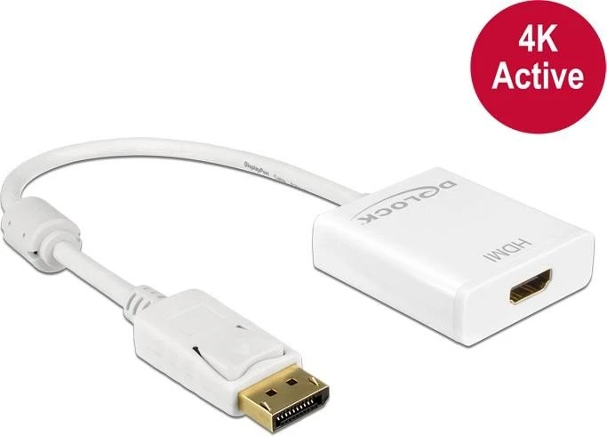 DeLOCK aktives DisplayPort 1.2/HDMI Adapterkabel weiß, 0.2m
