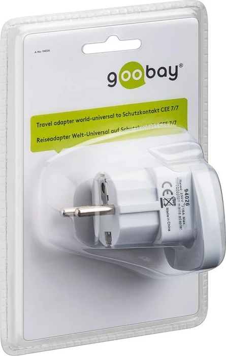 goobay Reiseadapter Welt auf Europa, weiß