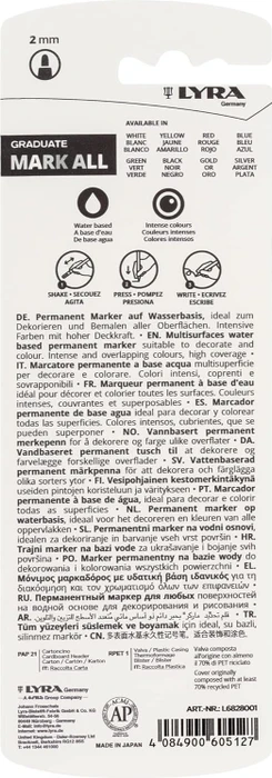 Lyra Graduate Mark All Permanentmarker 2mm weiß, Blister