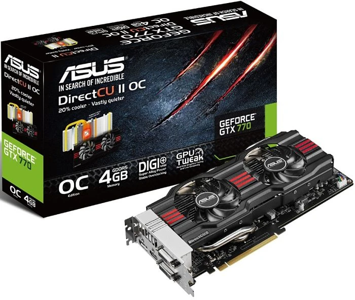 ASUS GeForce GTX 770 DirectCU II OC, GTX770-DC2OC-4GD5, 4GB GDDR5, 2x DVI, HDMI, DP