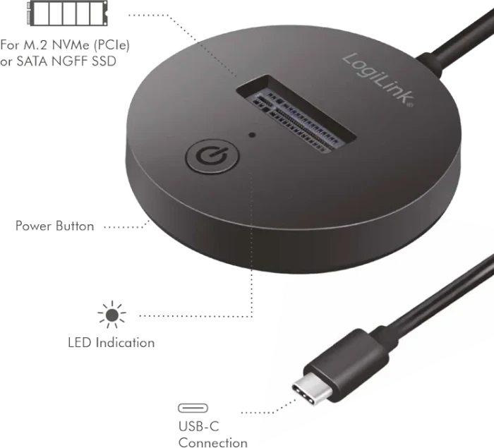LogiLink Dockingstation, M.2 NVMe/SATA, 1-Port, USB-C 3.1