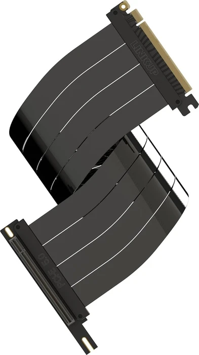 LinkUP AVA5 Riser Kabel, rechts gerichtet, gewinkelt, PCIe 5.0, 500mm, schwarz