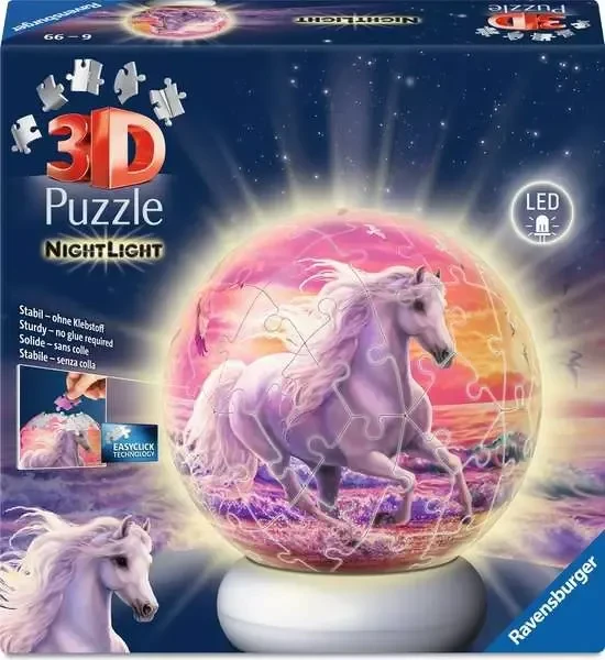 Ravensburger 3D Puzzle-Ball Nachtlicht Pferde am Strand