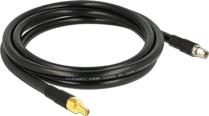 DeLOCK Antennenkabel RP-SMA Stecker/RP-SMA Buchse CFD400 LLC400, 2m, schwarz