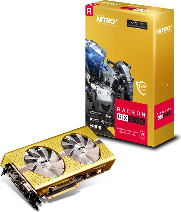 Sapphire Nitro+ Radeon RX 590 8G G5 SE - AMD 50 Gold Edition, 8GB GDDR5, DVI, 2x HDMI, 2x DP, lite retail