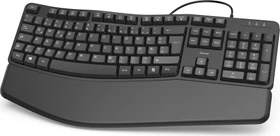 Hama EKC-400 Ergonomische Tastatur mit Handballenauflage, schwarz, USB, DE (00182630)