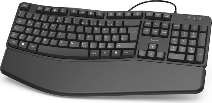 Hama EKC-400 Ergonomische Tastatur mit Handballenauflage, schwarz, USB, DE