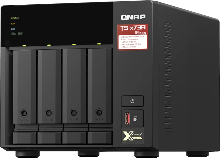 QNAP QuTS hero Turbo Station TS-473A-64G 40TB, 64GB RAM, 2x RJ-45 2.5GBase-T, 3x USB-A 3.1