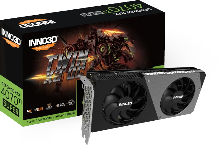 INNO3D GeForce RTX 4070 Ti SUPER Twin X2 OC, 16GB GDDR6X, HDMI, 3x DP