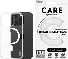 PanzerGlass Care Flagship Case Urban Combat MagSafe für Apple iPhone 16 Pro weiß
