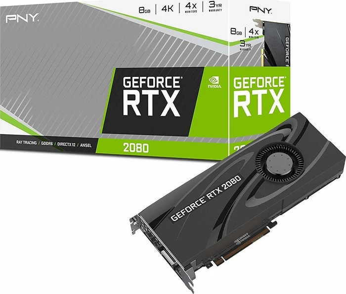 PNY GeForce RTX 2080 Blower, 8GB GDDR6, HDMI, USB-C, 3x DP