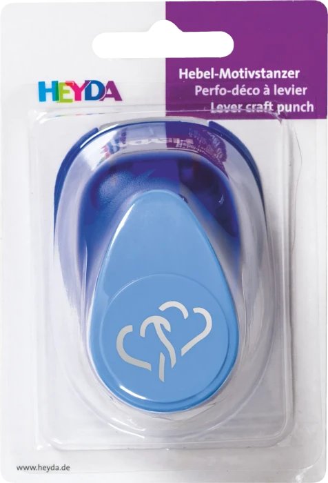Heyda Hebel-Motivstanzer groß, Doppelherz, blau, 25mm