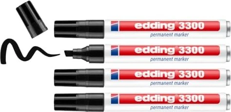 edding 3300 Permanentmarker Blister schwarz, 4er-Pack, Blister