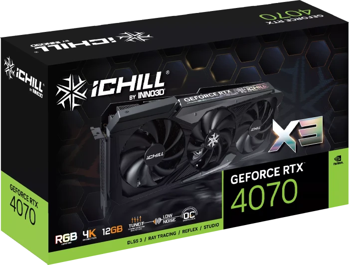 INNO3D GeForce RTX 4070 iCHILL X3, 12GB GDDR6X, HDMI, 3x DP