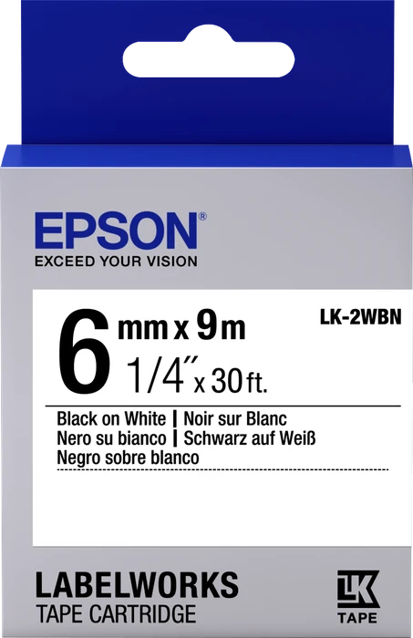 Epson LK-2WBN Beschriftungsband, 6mm, schwarz/weiß