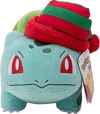 Jazwares Pokémon Bisasam mit Weihnachtsmütze 20cm