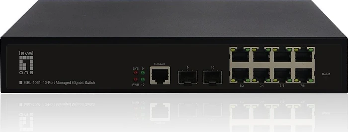 LevelOne GEL Desktop Gigabit Managed Switch, 8x RJ-45, 2x SFP